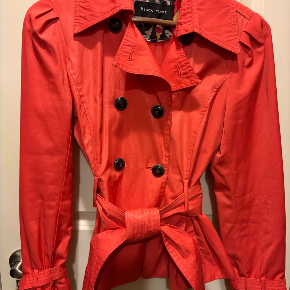 Black Rivet Women's Vibrant Red Trench Coat
